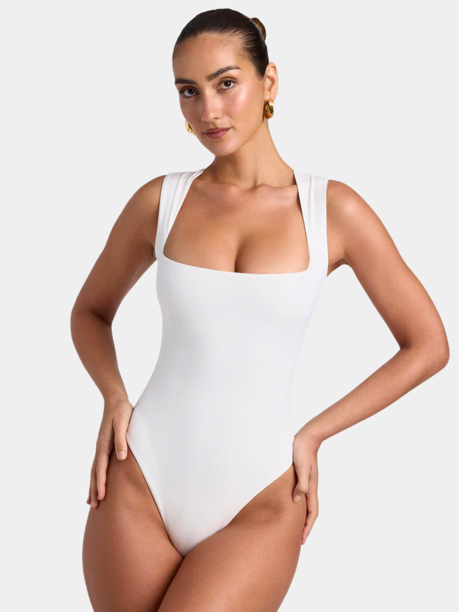 Bodysuit de escultura de cuello cuadrado